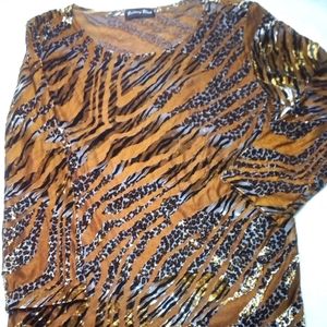 Animal Print BRITTANY BLACK Scoop Neck Top Size Medium Pre-Loved
